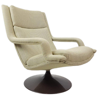 Vintage Artifort Fauteuil F140 | Geel Grijze Ploegstof