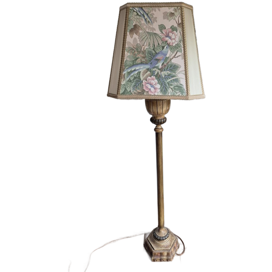 Vintage - Vloerlamp - Stalamp - Stoffen Kap - Art Deco Stijl 1