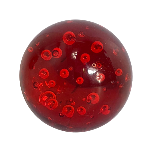 Handmade - Murano - Presse Papier / Paperweight - Red With Bubbles