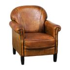 Leuke Vintage Schapenleren Fauteuil/ Armchair Met Prachtige Kleuren En Een Fijne Zit thumbnail 1