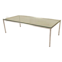 Vintage Postmodern Chroom En Glas Salontafel