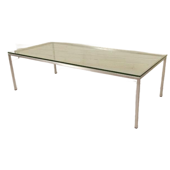 Vintage Postmodern Chroom En Glas Salontafel 1