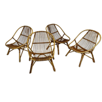 Vintage Set Van 4 Rotan Fauteuils Rohe Noordwolde 1960