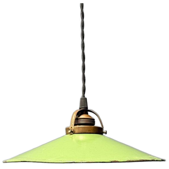 Groen Emaille Hanglamp Met Messing Armatuur 1