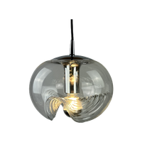 1 Of 4 Waved Glass And Chrome Peill & Putzler Futura Pendant Light, 1970 Medium