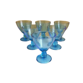 Blauwe Glazen Design Ijscoupes Op Mooie Voet 6 St