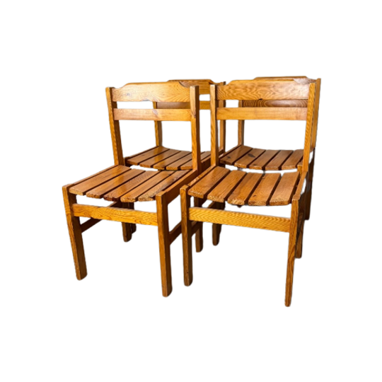 4X Gelakte Grenen Vintage Stoelen, Reliving 1