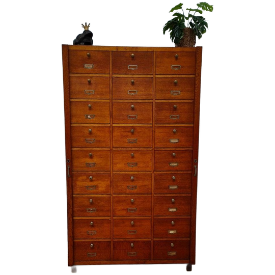 Vintage Houten Vakkenkast Kleppenkast Apothekerskast 1
