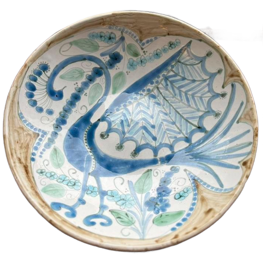 Handmade Gesigneerde Keramiek Schaal Pauw Vintage 1