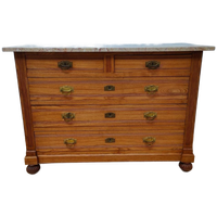 Vintage Antiek Dressoir Commode Ladekast Met Marmer Blad 810