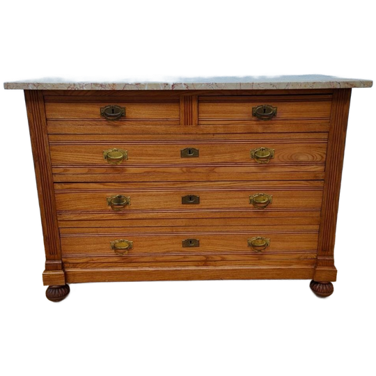 Vintage Antiek Dressoir Commode Ladekast Met Marmer Blad 810 1