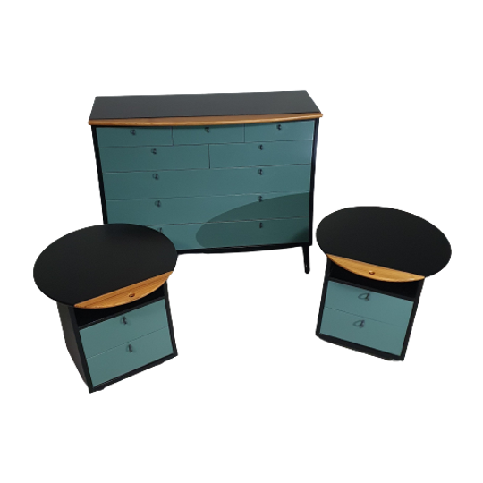 Giorgetti Set 1990 By Umberto Asnago Bed Sidetables / Sidetables / Sideboard With Drawers. 1