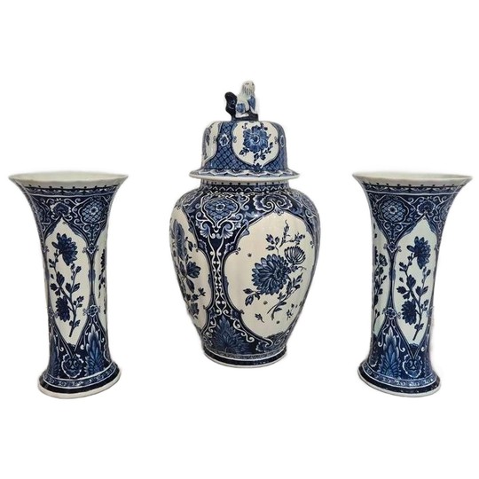 Royal Sphinx Boch Foo Dog Kast Stel Vazen Delfts Blauelw 1