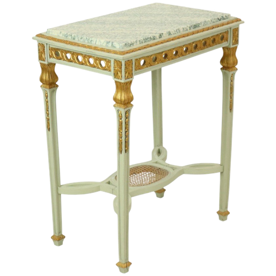 Antieke Vergulde Bijzettafel Console Groen Marmer Louis Xvi 1