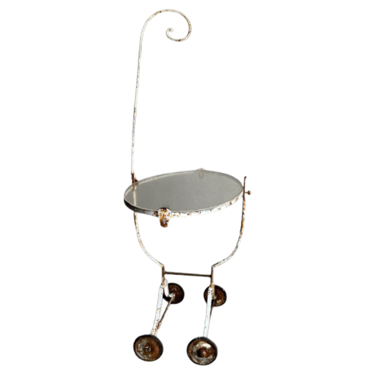 Beautyfull White Patina Iron Serving Trolley 1950’s 1