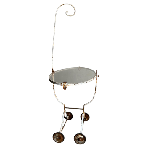 Beautyfull White Patina Iron Serving Trolley 1950’S