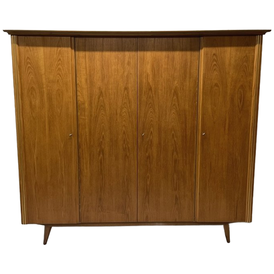 Vintage 4 Deurs Kledingkast Midcentury Demontabel Linnenkast 1