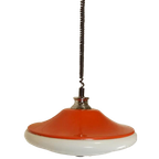 Vintage Space Age Ufo Pullout Hanglamp, Oranje En Wit thumbnail 1