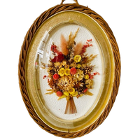 Vintage Droogbloemen Schilderij Rotan 1970’s