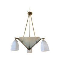 Plafondlamp Lamp 3 Arms Art Deco Jaren 30 Matglas Frans