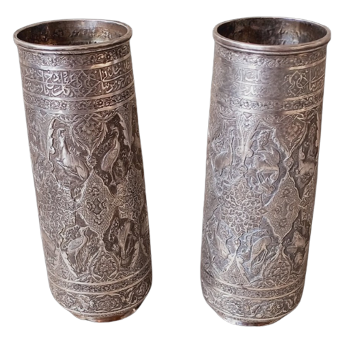 Paar Perzische Zilveren Vazen 1930'S.