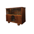 Theekastje Vintage Met Glazen Schuiven En Glas In Lood thumbnail 1