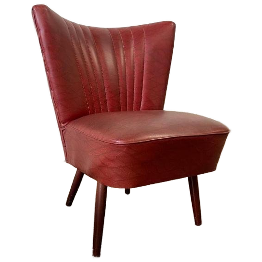 Vintage Donkerrode Éénzit / Cocktail Zetel / Fauteuil 1