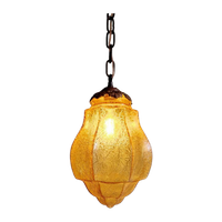 Art Deco Hanglamp In Amberkleurig Gebarsten Glas, 1920-30S