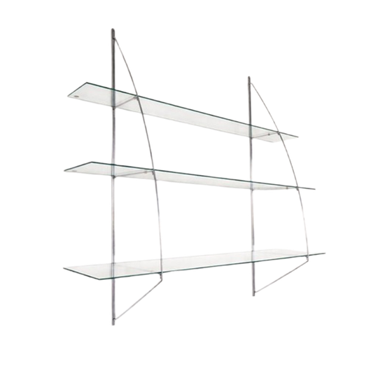 Vintage Wandrek Ikea Met Chroom En Glazen Planken 1