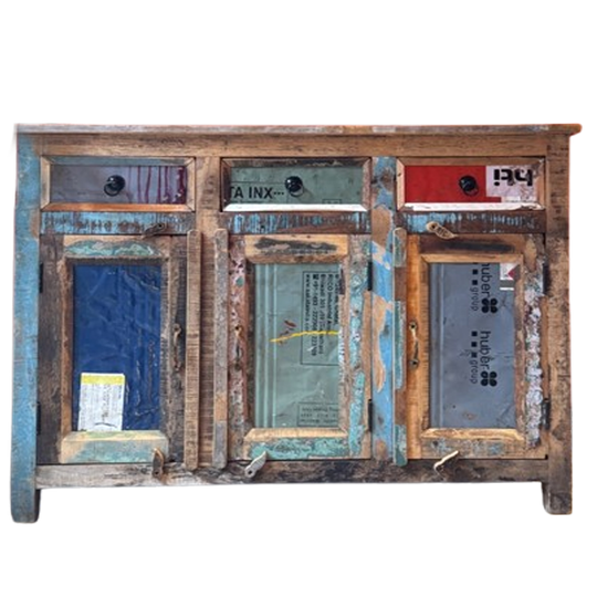 Uniek Dressoir Van Gerecycled Hout - Robuust & Stijlvol 1