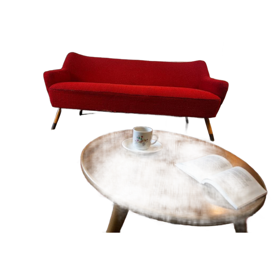 Vintage Oranjerode Zetel / Canapé / Sofa 1