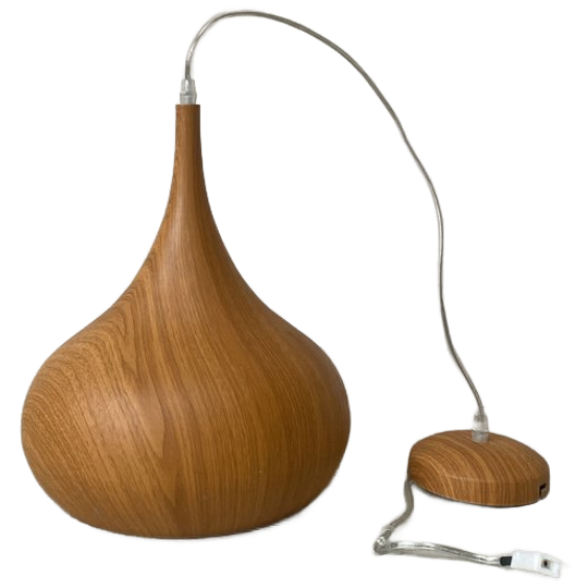 Metalen Hanglamp Met Teak Houten Uitstraling 1