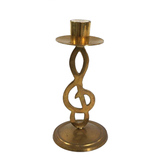 Vintage Messing Kandelaar Muzieksleutel 1