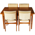Midcentury Teakhouten Eetkamerset – Tafel – 4 Stoelen thumbnail 1
