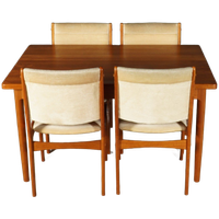 Midcentury Teakhouten Eetkamerset – Tafel – 4 Stoelen