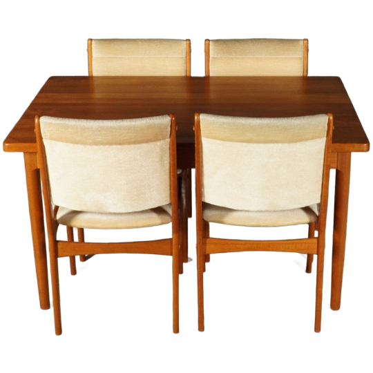 Midcentury Teakhouten Eetkamerset – Tafel – 4 Stoelen 1