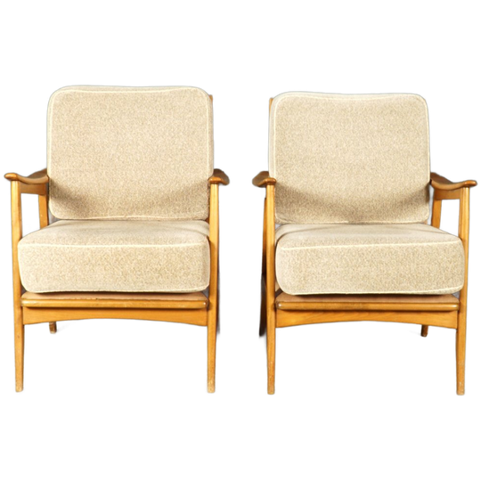 Set Deense Lougefauteuils – Notenhout – Jaren 60 1