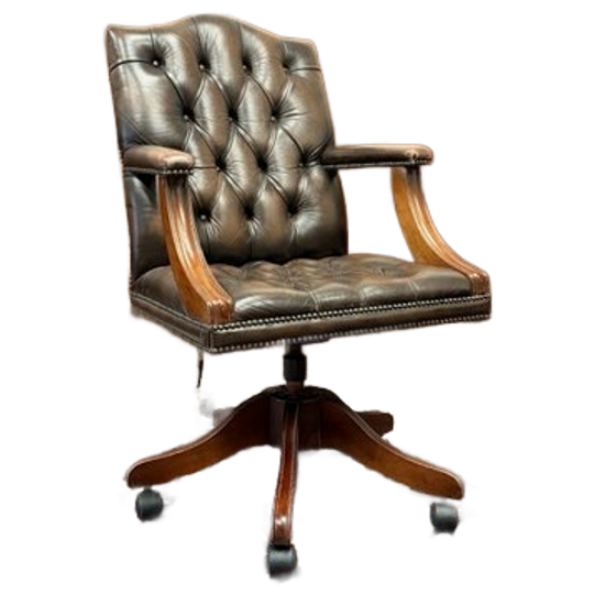 Klassiek Engels Chesterfield Bureaustoel Bruin 1