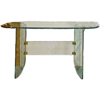 Vintage Glazen Sidetable Met Facet Geslepen Randen