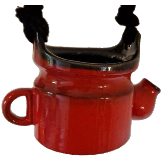 Vintage Hangpot Rode Keramieke Bloempot 1