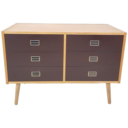 Vintage Ladekastje Donkerbruin Lades Danish 1