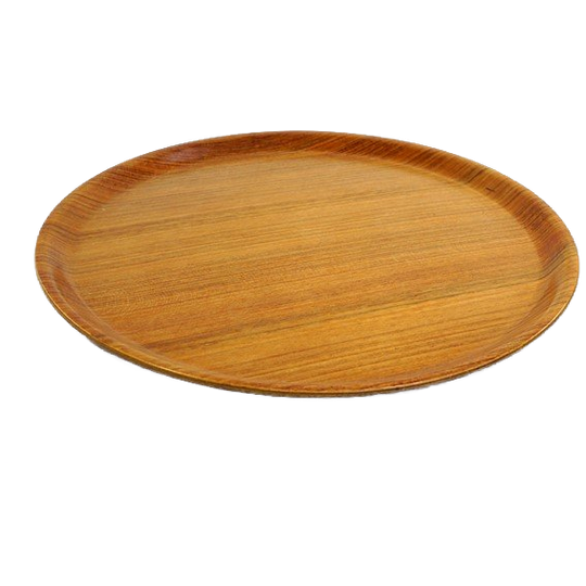 Vintage Dienblad Plywood Rond 1