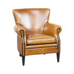 Kwalitatief Goede Schapenleren Fauteuil/armchair In Een Lichte Cognac Kleur thumbnail 1
