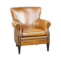 Kwalitatief Goede Schapenleren Fauteuil/armchair In Een Lichte Cognac Kleur
