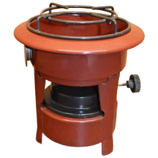 Emaillen Oliestel Met 1 Pit – Donkerroodbruin Petroleumstel Als Decoratie 1