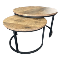 Salontafel Lunata (set Van 2) Oriënt Decor Frame Zwart