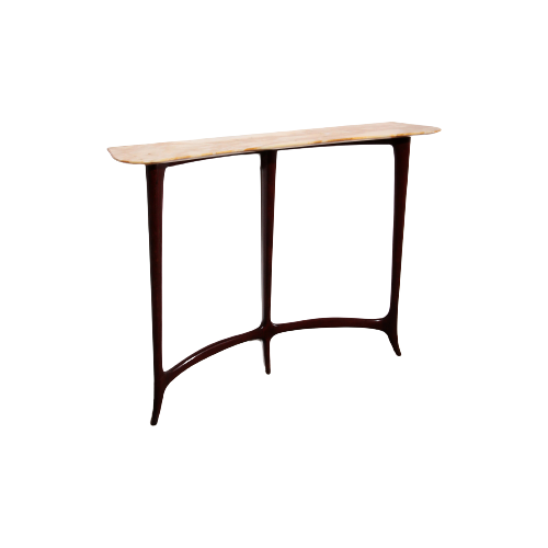 Stylish Console With Mustard Veined Marble Top By Ezio Minotti