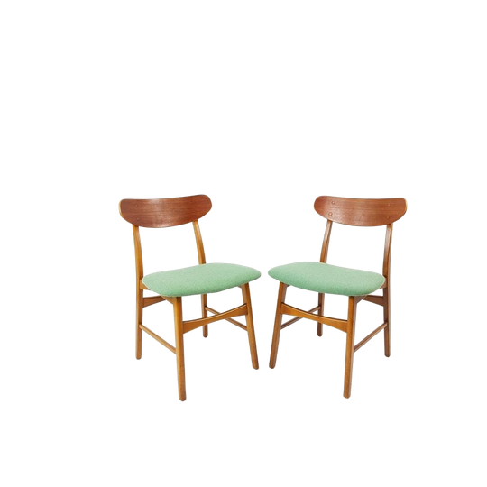 2 Deense Eetkamer Stoelen Teak Nieuw Gestoffeerd Ploegstof 1
