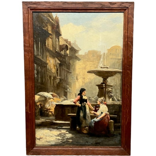 Schilderij "meisjes Bij De Fontein". 1