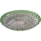 Vintage Ovale 4 Deels Kristalglas Schaal VEBA GLAS thumbnail 1